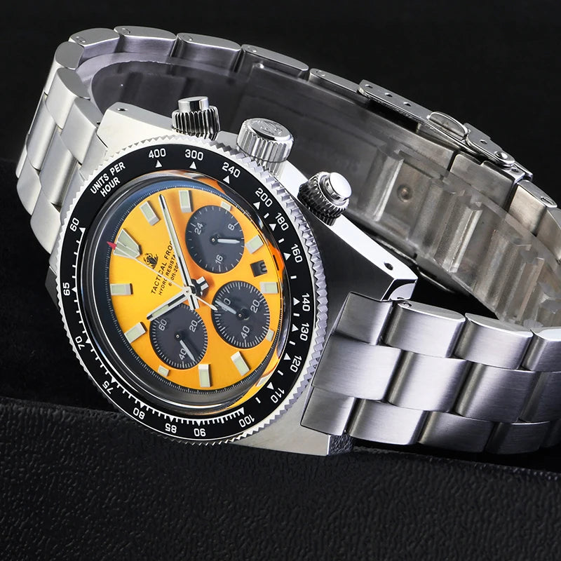 Tactical Frog V2 Solar Chronograph Men's Watch Sapphire Crystal Mirror Ceramic Bezel VS75A Eco-Drive Quartz 20Bar Waterproof Watch