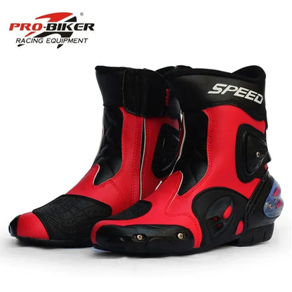 Pro-Biker Premium Motorcycle Racing Shoes for Men & Women - Leather Racing Boots for Speed Biking, Motocross & Off-Road Riding