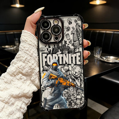 Funda de teléfono FortniteS popular con acabado metalizado para iPhone 17 17e 16e 16 15 14 13 12 11 Pro Max X XR XSMax 7 8 Mini Air Plus anticaídas