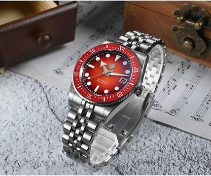 Relógio de mergulho masculino San Martin 37.5mm 40mm Miyota 9015 com mostrador esmaltado, relógio de pulso mecânico automático de luxo, resistente à água 200m SN0148