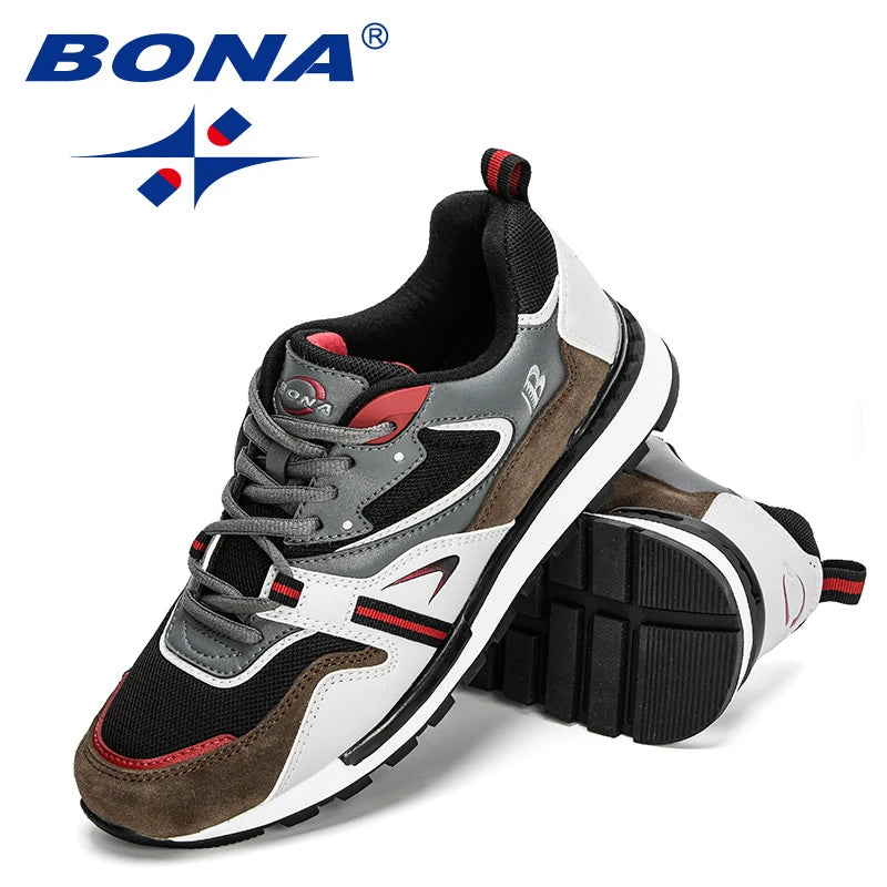 BONA New Designers Scarpe sportive in pelle action da uomo, sneakers da running, scarpe da tennis maschili, calzature da camminata trendy per il fitness