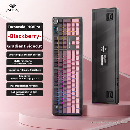 Teclado mecánico AULA F108 PRO personalizado con diseño 100%, retroiluminación RGB, Bluetooth inalámbrico, interruptor HiFi para gaming