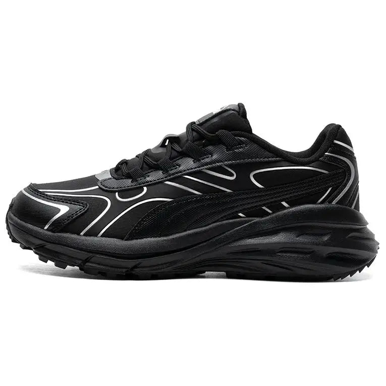 Puma Hypnotic Series LS, chaussures de ville décontractées à la fois élégantes et confortables, modèle bas, noir et argent, 397668-07.