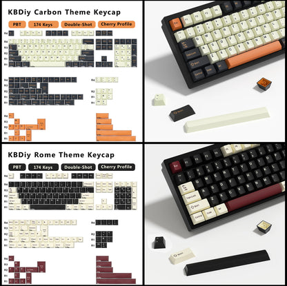 KBDiy 174 teclas/set teclas PBT GMK Apollo Double Shot minimalistas perfil ISO Cherry para teclado mecánico gaming, compatibles con MX