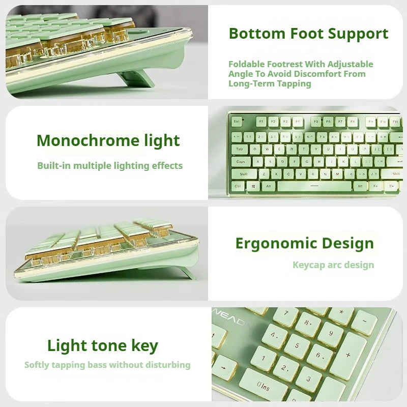 Teclado silencioso con cable EWEADN V3 para oficina y gaming, diseño de teclas tipo película, ergonómico, para Windows/portátil/PC/escritorio, accesorio de e-sports