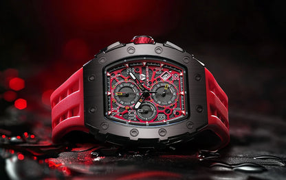 Reloj TSAR BOMBA para hombre, marca de lujo, diseño tonneau, impermeable, de acero inoxidable, reloj de pulsera de moda rectangular para hombre