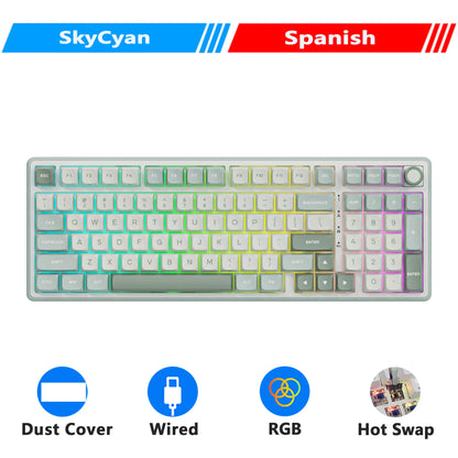 Tastiera meccanica cablata RK ROYAL KLUDGE R98Pro Gasket, 98 tasti, RGB, hot-swappable, pulsante pluggable, tastiera gamer con keycap PBT
