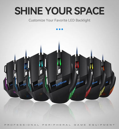 Ratón gaming con cable USB G6, 7 botones con rueda de desplazamiento, 5500DPI ajustables, óptico y ergonómico, para e-sports, portátil, PC y Xiaomi