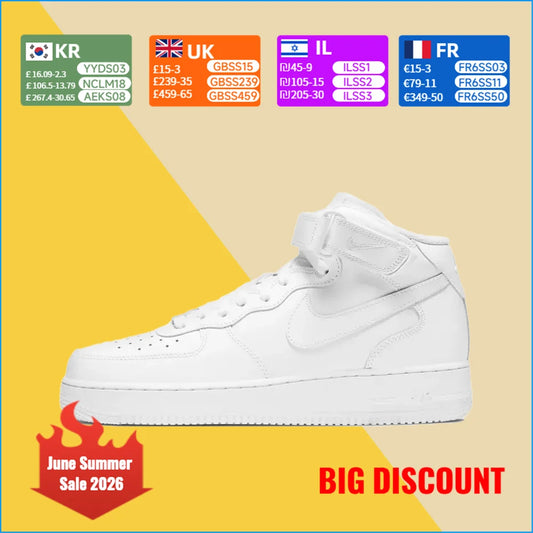 Παπούτσια Nike Air Force 1 Mid Unisex - Κλασικό σχέδιο, μαλακή στήριξη στον αστράγαλο για καθημερινή και ευέλικτη χρήση CW2289-111