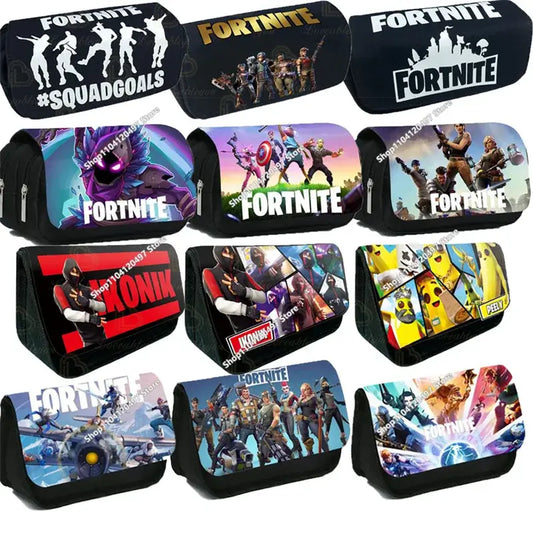 Аниме несесер за моливи Fortnites, кавай, с голям капацитет, водоустойчив ръчен несесер за косплей, офис канцеларски подарък играчка