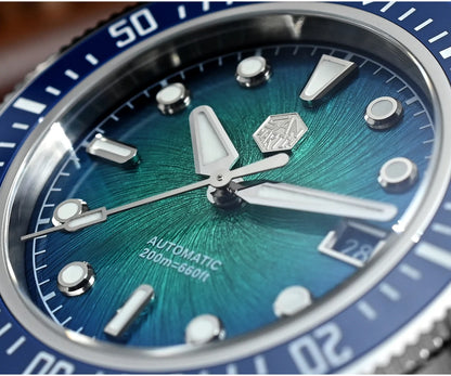 San Martin 37.5mm 40mm Enamel Spiral Vortex Dial Men Luxury Diver Watch Miyota 9015 Automatic Mechanical Waterproof 200m SN0148