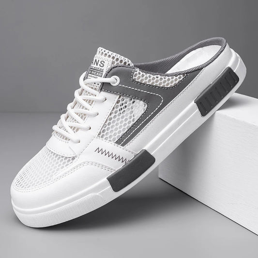 Sandales super taille 2025, nouvelles pantoufles d'été en maille perforée pour hommes, chaussures de sports et de loisirs de plein air respirantes, demi-pantoufles