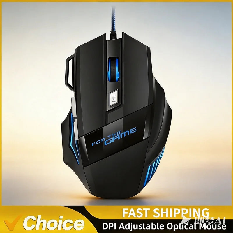 Ratón gaming con cable USB G6, 7 botones con rueda de desplazamiento, 5500DPI ajustables, óptico y ergonómico, para e-sports, portátil, PC y Xiaomi