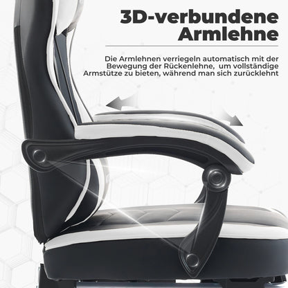 Silla gaming WOTSTA con reposapiés, silla para gamers ergonómica con cojín lumbar, reposacabezas y altura ajustable para ordenador