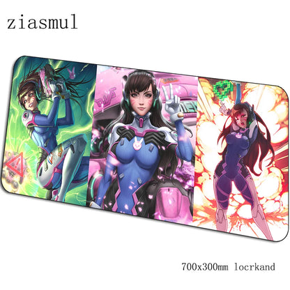 Alfombrilla gamer D.Va 70x30cm XL para ratón gaming, PC y portátil, tapete de escritorio bonito para juegos, regalo de Navidad para gamers, alfombrilla gamepad