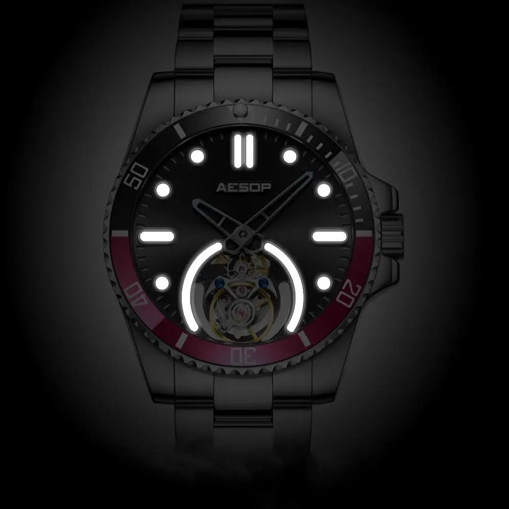 AESOP 2025 Men Flying Tourbillon Mechanical Wristwatch Male Skeleton Luxury Sapphire Watch Mens Waterproof Super Luminous Clocks