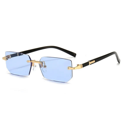 Rimless Sunglasses Rectangle Fashion Popular Women Men Shades Small Square Sun Glasses For Female male Traveling Oculos