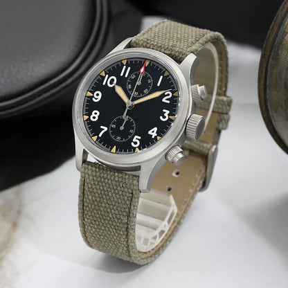 Orologio cronografo al quarzo Militado VK61 VK67, 39mm, cassa in acciaio inox 316L, 3 quadranti, impermeabile 100M, orologio militare multifunzione
