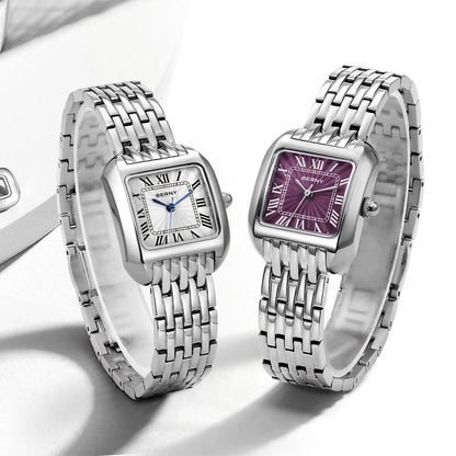 BERNY Luxury Brand Women's Watch New In High Quality S/S Square Ladies Quartz Watches Fashion Elegant Business Wristwatch
