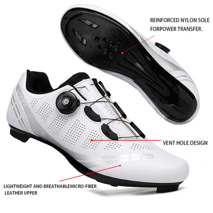 Zapatillas de ciclismo para hombre y mujer, para bicicletas de carretera, competición y carrera, con sistema automático de bloqueo, zapatillas deportivas de ciclismo de velocidad compatibles con calas SPD