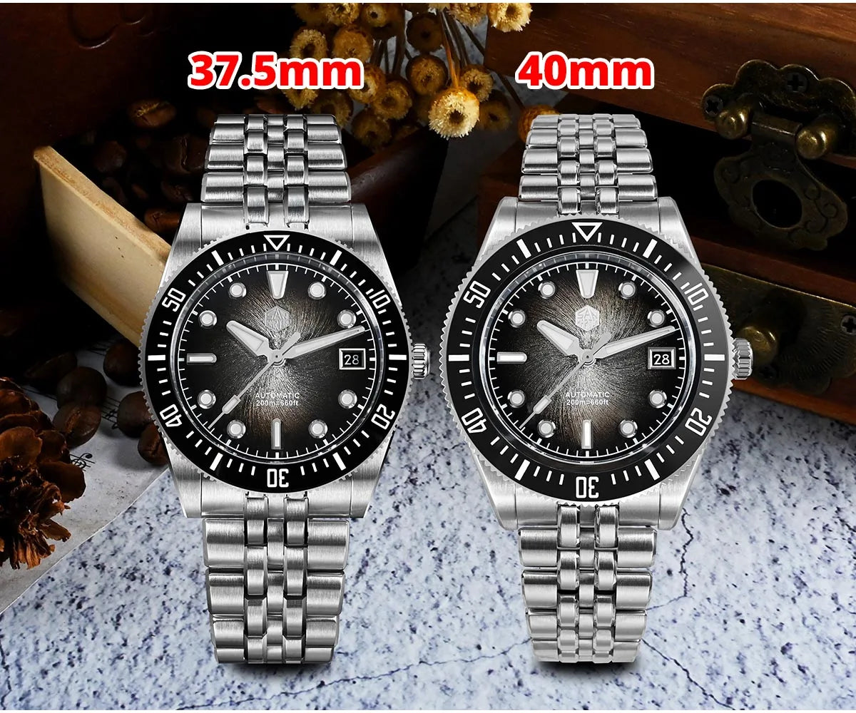 San Martin 37.5mm 40mm Enamel Spiral Vortex Dial Men Luxury Diver Watch Miyota 9015 Automatic Mechanical Waterproof 200m SN0148