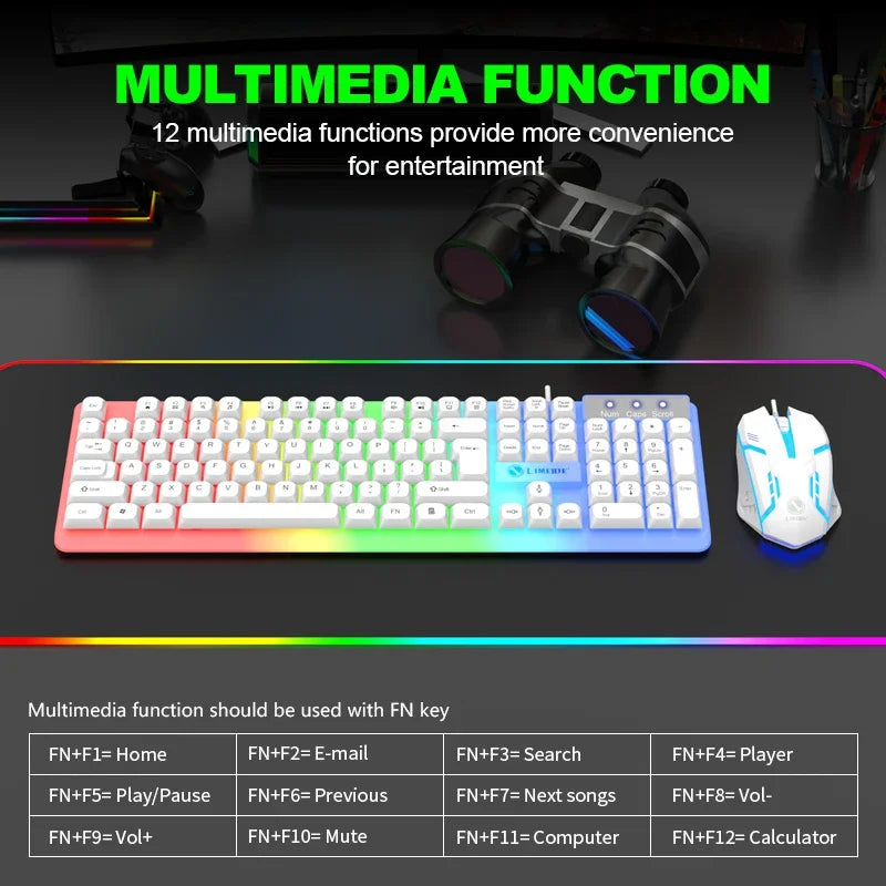 NG GTX350 Set gaming tastiera e mouse per computer e laptop, kit gamer con retroilluminazione LED, tastiera USB cablata GTX350 - Nero