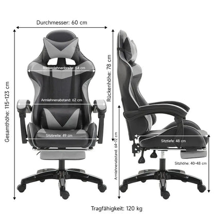 Sedia gaming, poltrona gaming, sedia da ufficio regolabile in altezza con funzione reclinabile regolabile, orecchie da gatto e cuscini