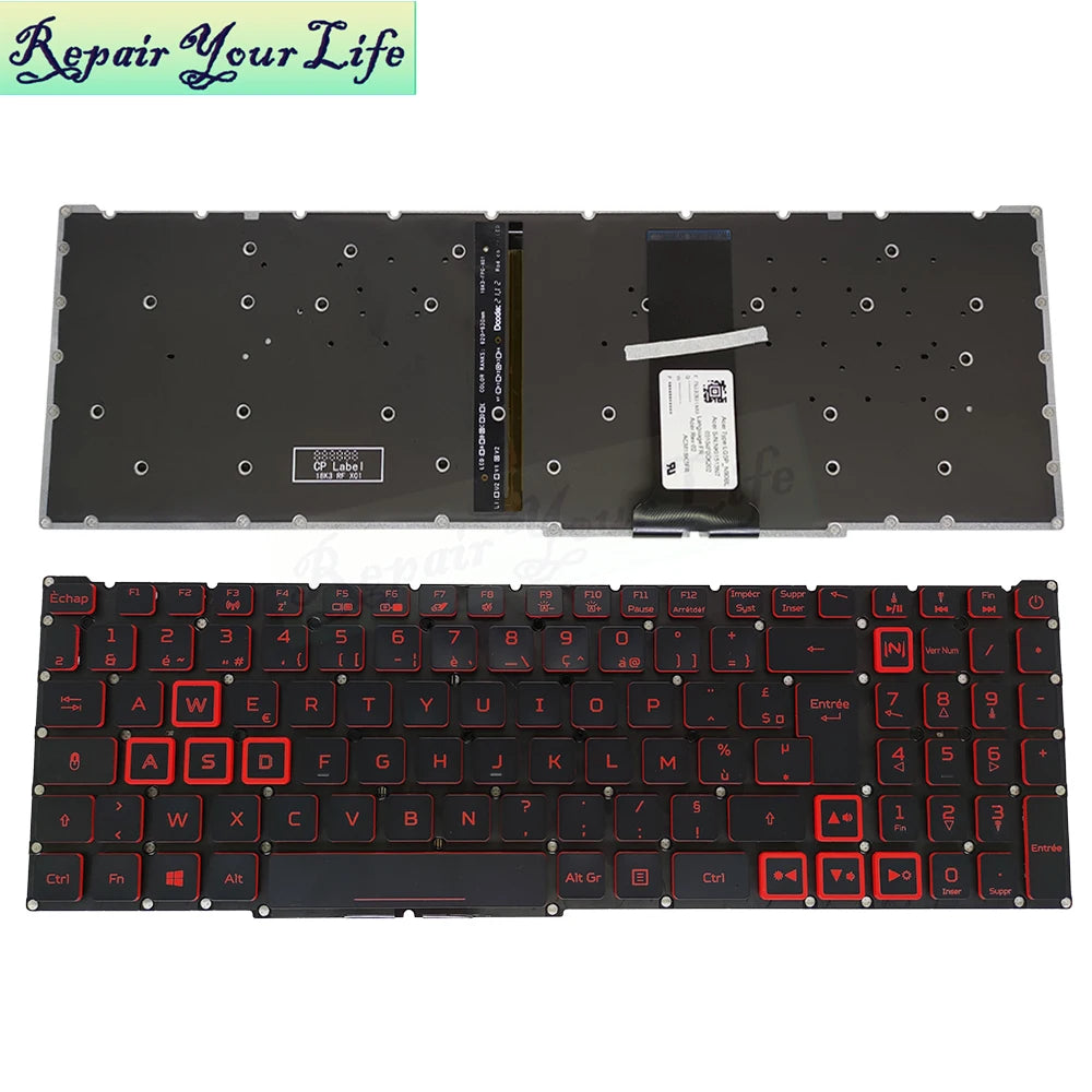Teclado retroiluminado PT-BR Brazil US RU para Acer Nitro 5 AN515-54 AN515-43 AN517-52 AN517-51 AN517-54 AN715-51 Spain LA IT TR GR FR