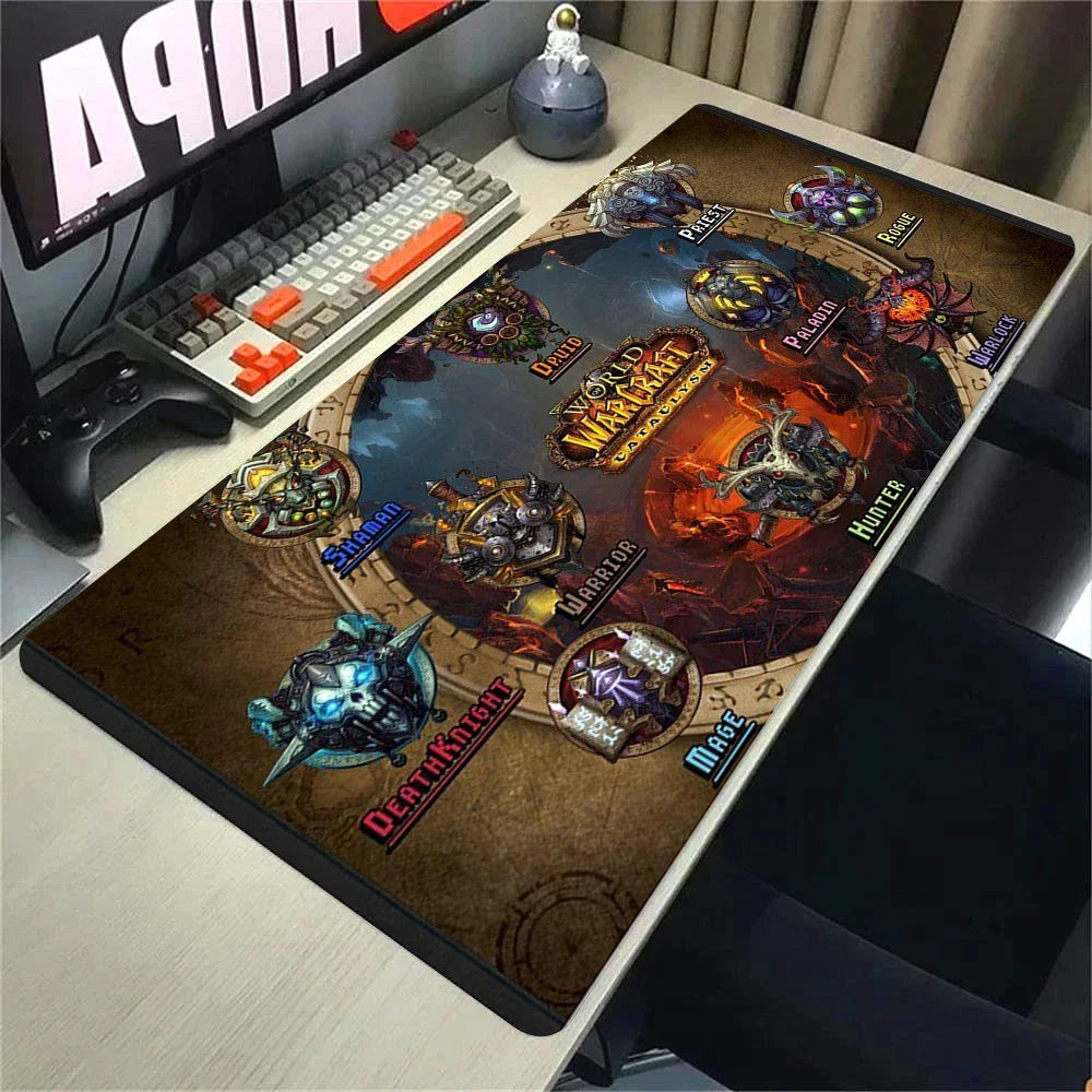 Naturelle Horde Alliance-muismat van rubber, grote bureaumat voor computer en toetsenbord, HD World of Warcraft-gamingmuismat met snelheidsoppervlak en gestikte rand