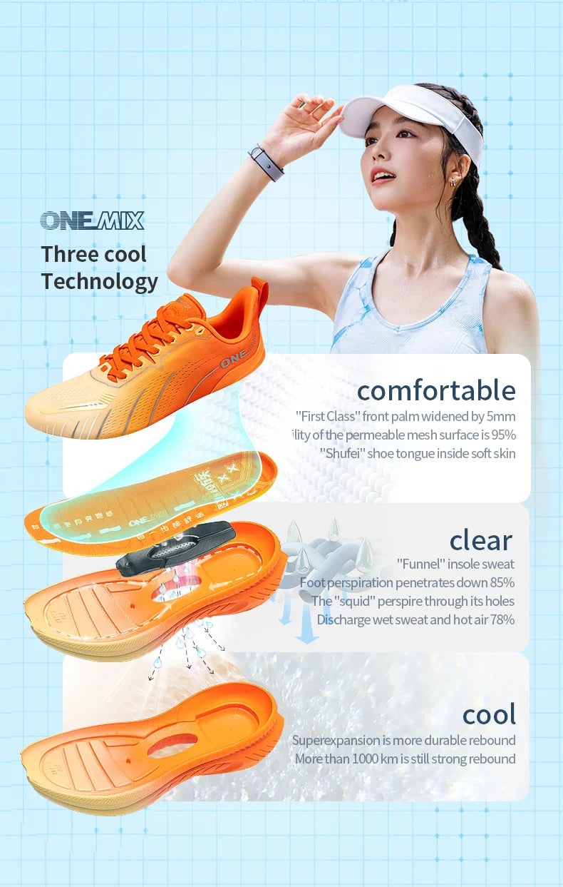 ONEMIX New Cushioning Running Shoes For Men Suitable for Heavy Runners Lace-Up Sports Women Non-slip Outdoor Athletic Male Sneakers