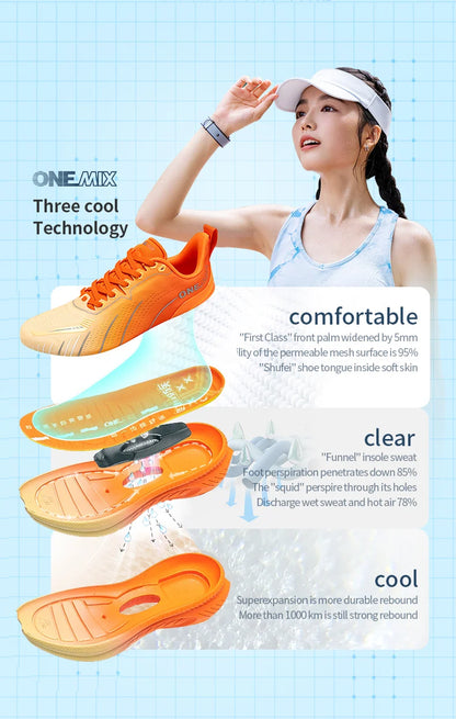 ONEMIX New Cushioning Running Shoes For Men Suitable for Heavy Runners Lace-Up Sports Women Non-slip Outdoor Athletic Male Sneakers
