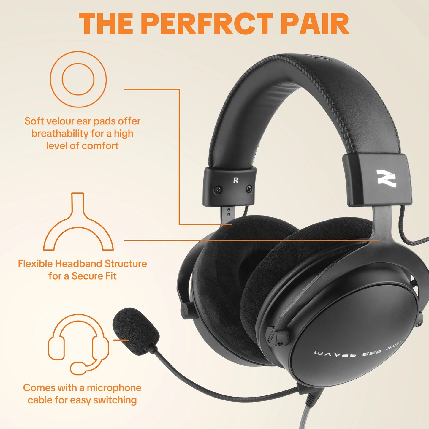 Auriculares de estudio TALOMEN W550x – Auriculares profesionales de monitorización para DJ, circumaurales y con cable, con transductores de 50mm y cable desmontable