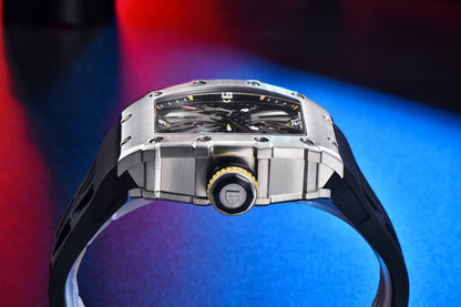 Orologio da uomo PAGANI DESIGN 2026 New al quarzo, movimento VH65, quadrante scheletrato, impermeabile 100M, sportivo rettangolare, vetro zaffiro