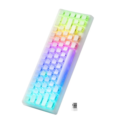Teclado mecánico inalámbrico XVX M67 JadeStone con teclas IMD-Tech, trimodo, diseño topográfico blanco gamer y estructura gasket