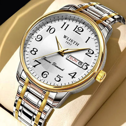 Relógio de luxo para mulher, relógio de quartzo, relógio de pulso digital, à prova de água, com calendário e visor iluminado; estilo moderno e profissional, adequado também para homens.