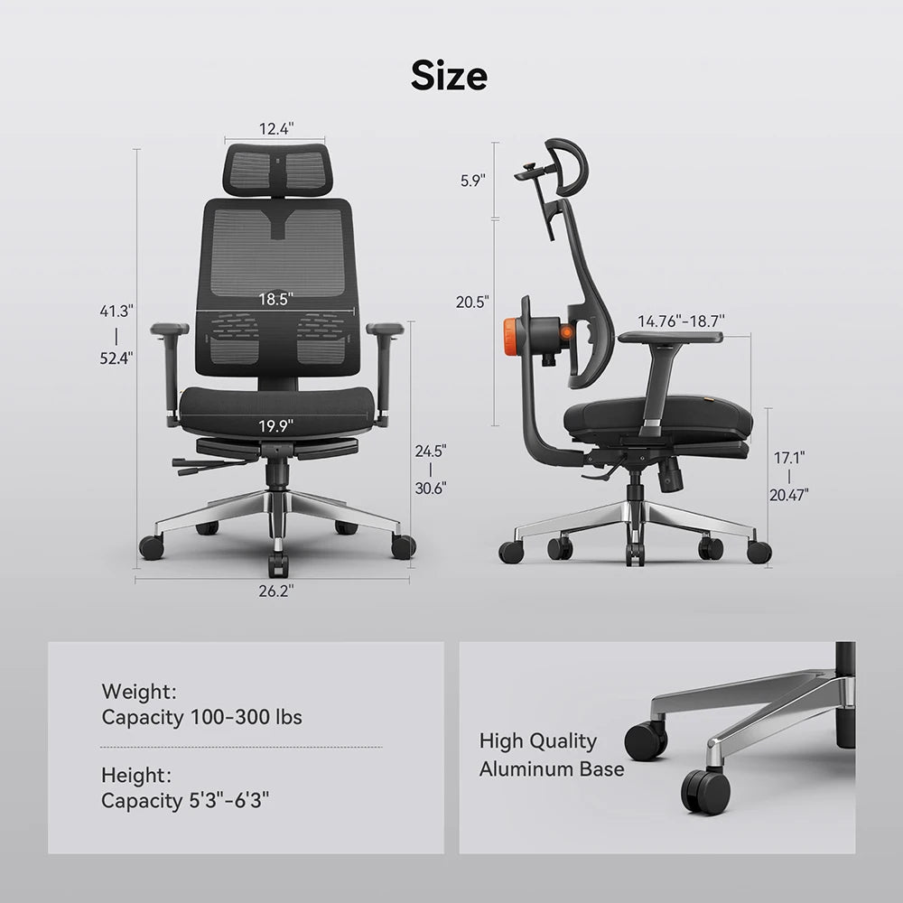 NEWTRAL MagicH-BPro Ergonomic Chair with Footrest AutoFollowing Backrest Headrest Adaptive Lower Back Support Adjustable Armrest