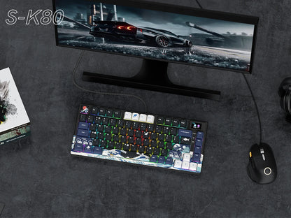 Tastiera gamer Womier S-K80 con display OLED a colori, tastiera meccanica gaming hot-swap con struttura gasket mount, RGB personalizzabile