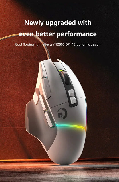 Mouse de gaming wireless ergonomic, reîncărcabil prin USB, Bluetooth, cu senzor optic, programabil, cu conexiune prin cablu, pentru Windows