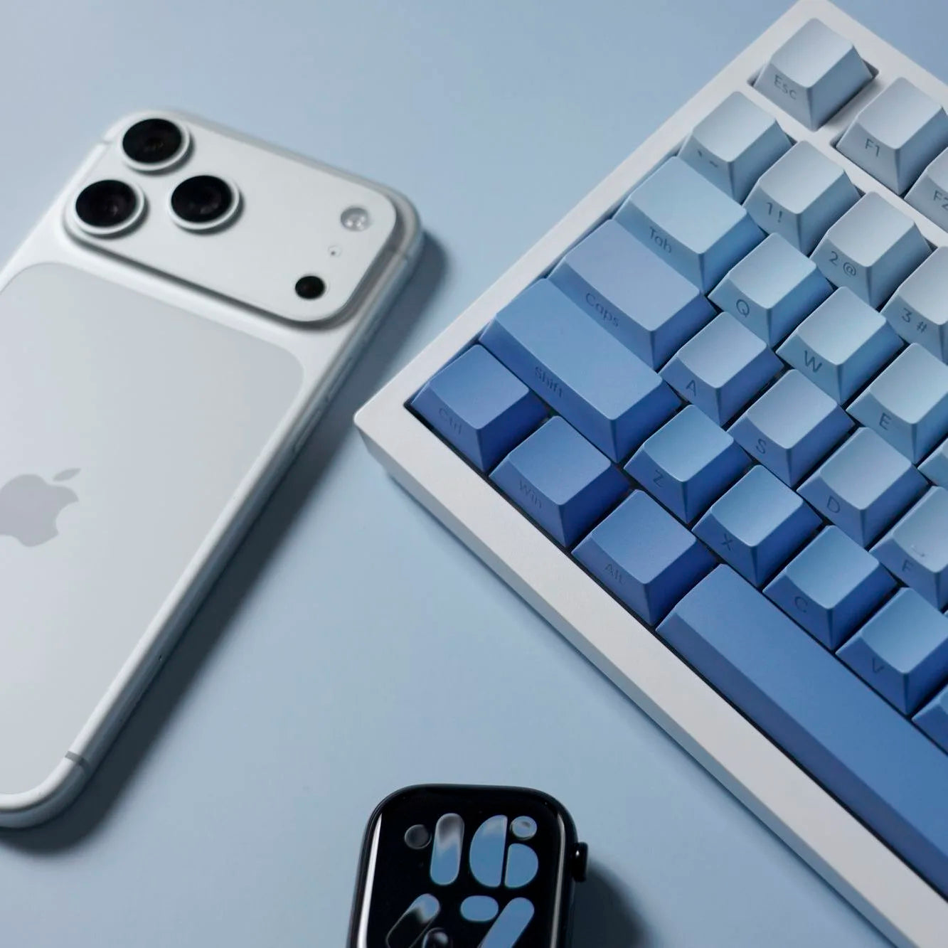 Keycap con stampa laterale 134 tasti profilo Cherry bianco blu sfumato PBT, copritasti per tastiera meccanica gaming AULA F75 Wooting