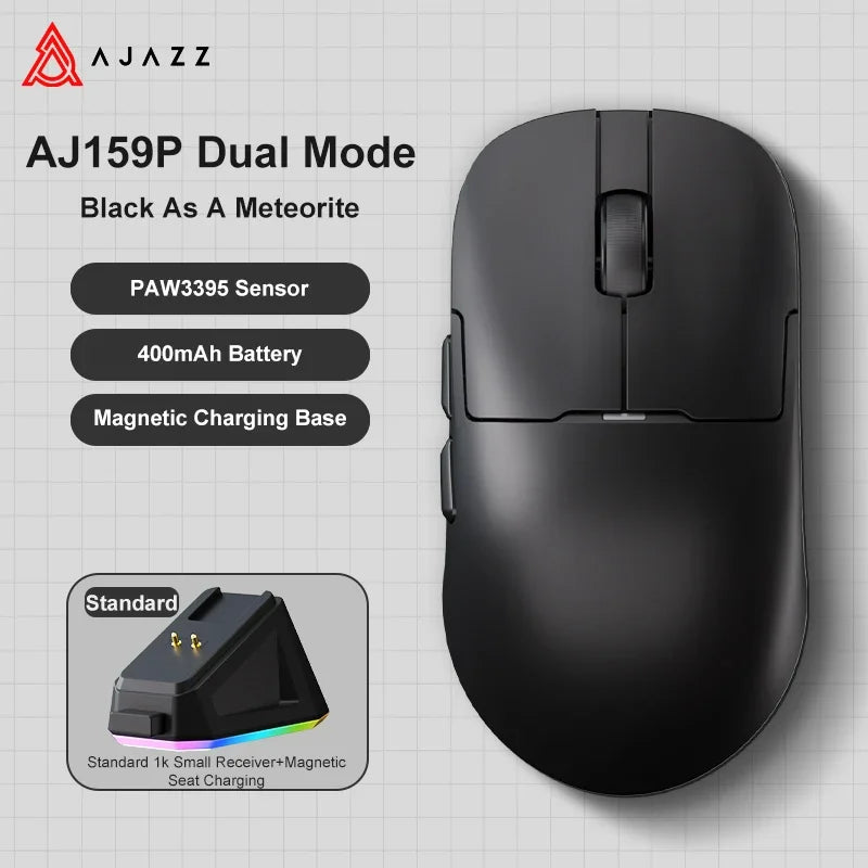 Mouse gaming Ajazz AJ159 PRO/APEX 8000Hz Rebound Rate Paw3950 con schermo a colori, supporto magnetico AJ159P per ufficio e gaming