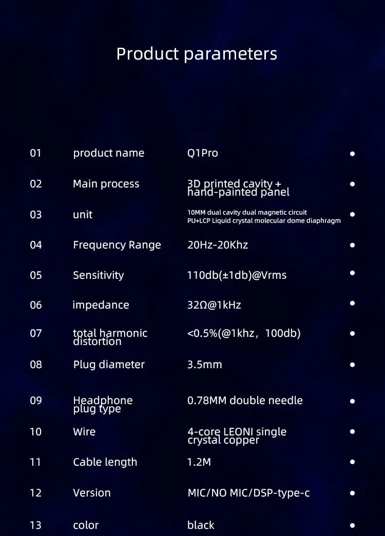 EPZ Q1 Pro Yunshuilan Wired HiFi Bass Earbuds IEM Gaming Earphones with Mic, 10mm Dual Magnetic Driver, Detachable 0.78mm 2-Pin Cable