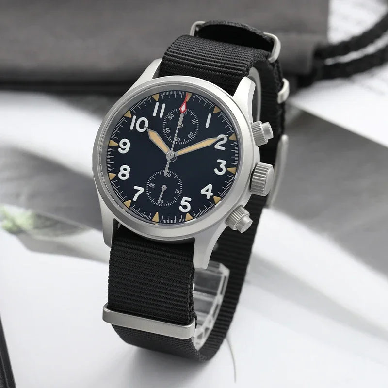 Orologio cronografo al quarzo Militado VK61 VK67, 39mm, cassa in acciaio inox 316L, 3 quadranti, impermeabile 100M, orologio militare multifunzione