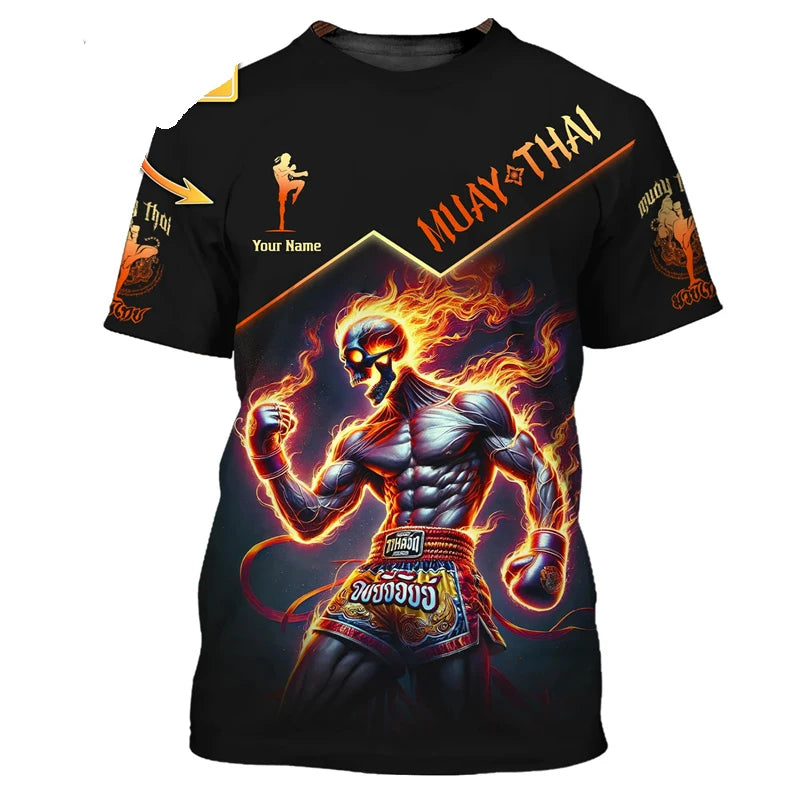Fajna nowa koszulka z nadrukiem graficznym Muay Thai dla mężczyzn – nadruk 3D z motywem tygrysa i smoka, spersonalizowana z imieniem, letnia koszulka na siłownię i do fitnessu
