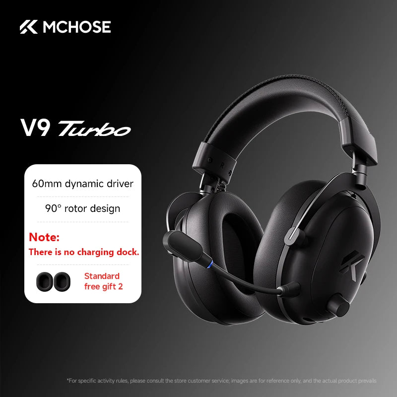 Cuffie gaming wireless MCHOSE V9 Turbo 7.1 Surround Sound RGB Esports con driver da 60mm, microfono con cancellazione del rumore e base di ricarica