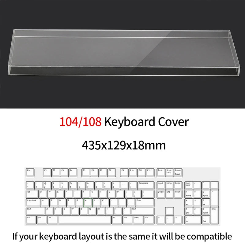 Funda protectora transparente de acrílico para teclado mecánico, cubierta antipolvo para teclado de 60/61/64 96 98 104/108 teclas, funda para ratón y teclado