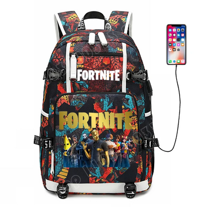 Zaino scolastico Fortnite con stampa gaming per ragazzi e ragazze, grande capacità, impermeabile, leggero e resistente, regalo di compleanno