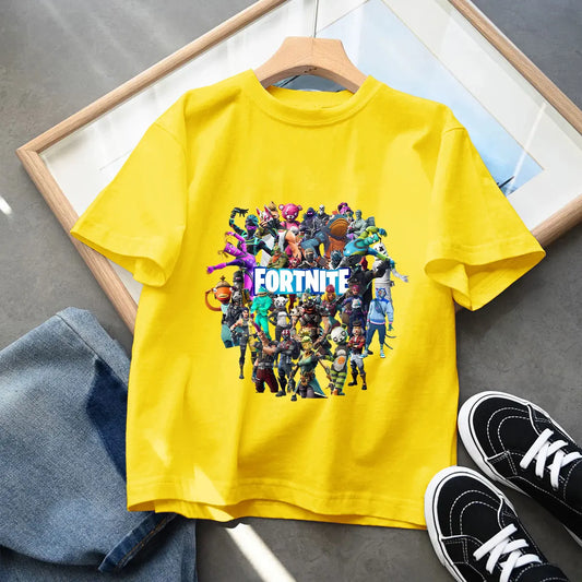 Summer Game Fortnited T-shirt Bottle Royale Birthday Tops Party Wear Boys Tee Fortnight Short Sleeve Cotton Kids Clothes