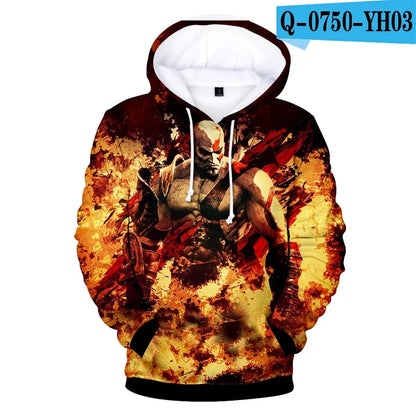 New 3D Game God Of War Printed Hoodies Kratos Graphic Sweatshirts Kid Fashion Streetwear Cool Hooded Hoody Harajuku Pullover Top