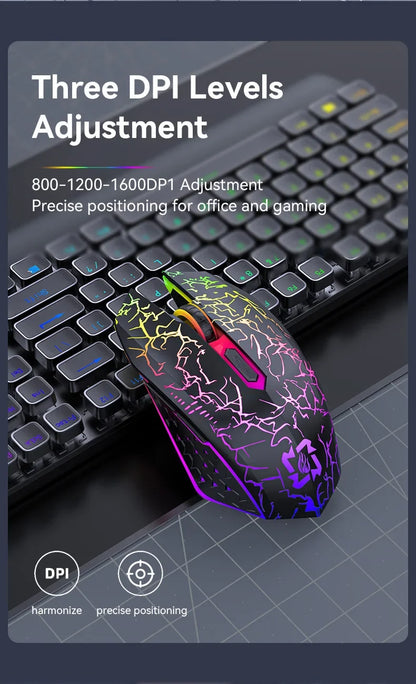 Mouse gaming RGB 2.4G wireless Bluetooth 1600DPI con 6 pulsanti silenziosi, mouse ergonomico dual-mode da ufficio per MacBook e PC