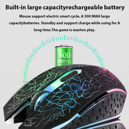 Mouse gaming RGB 2.4G wireless Bluetooth 1600DPI con 6 pulsanti silenziosi, mouse ergonomico dual-mode da ufficio per MacBook e PC